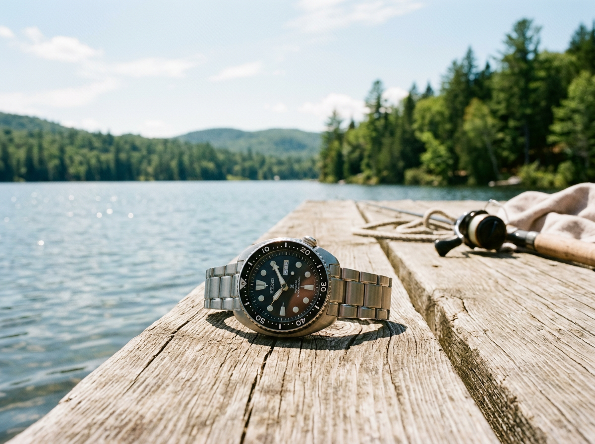 Citizen Eco-Drive Promaster on a wooden dock